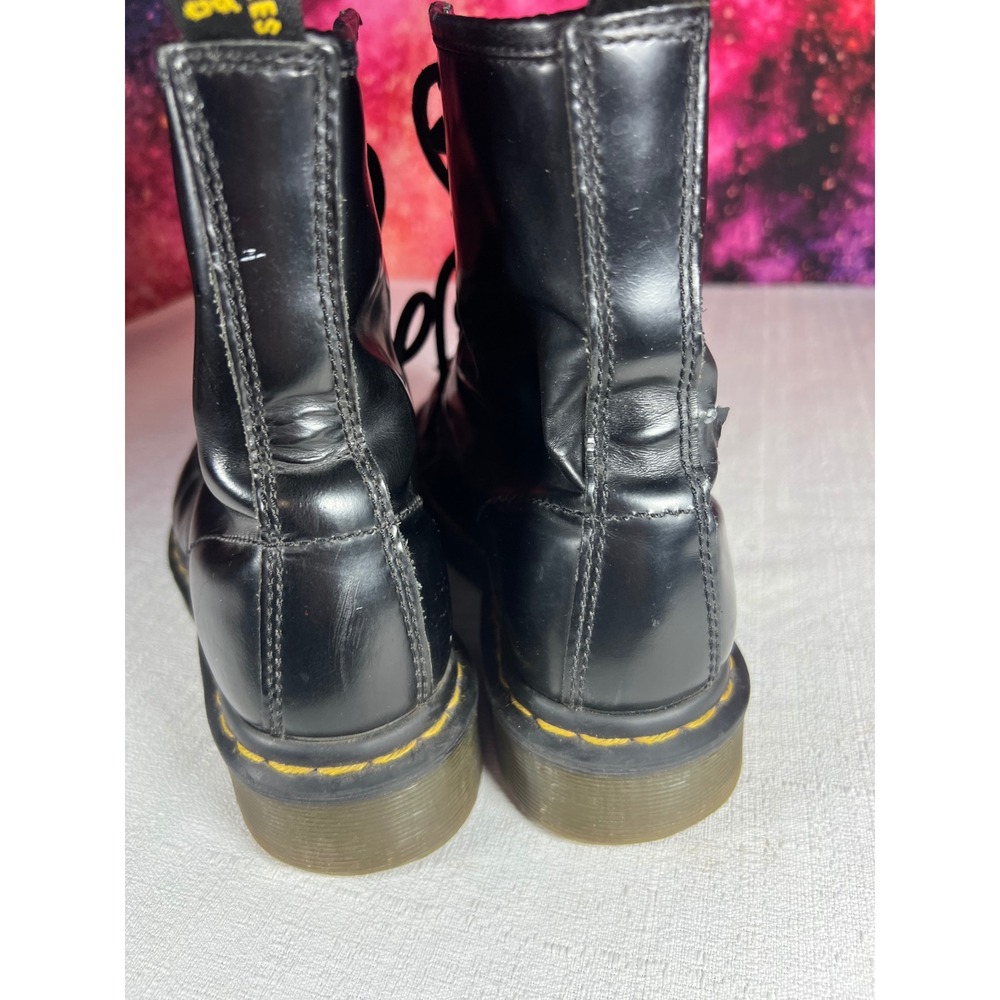 Dr. Martens 1460 W Black Smooth Leather Eye Combat Boots Womens Size 6 - Picture 5 of 9